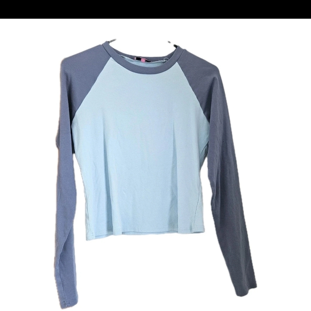 Edikted Blue and Gray Long Sleeve Top